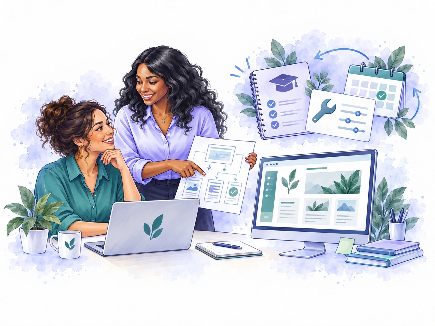 The agency specialist works with a client on a workflow blueprint, supported by training, configuration and ongoing service tools.